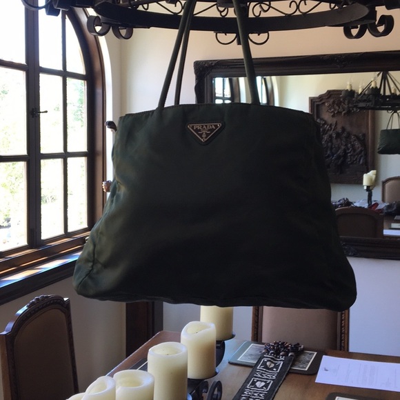 Prada Handbags - Dark green Prada nylon bag